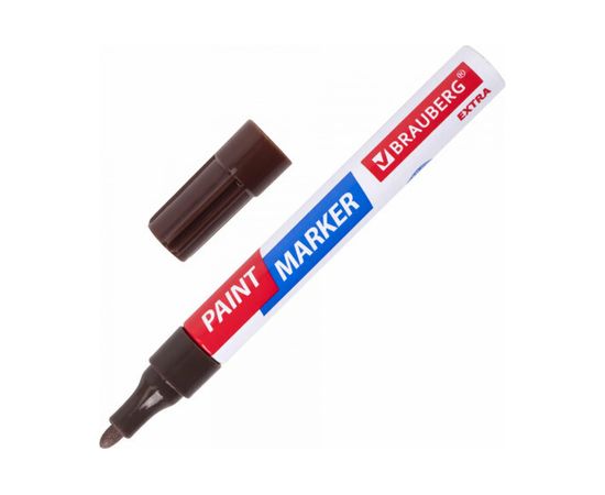Лаковый маркер-краска BRAUBERG EXTRA paint marker 4 мм, коричневый, улучшенная нитро-основа, 151987 