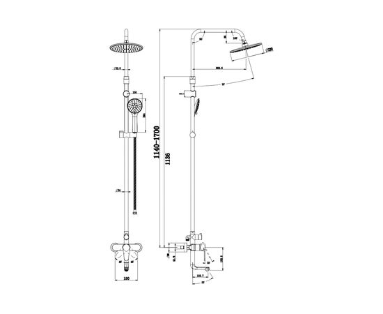 Душевая стойка со смесителем для ванны Olives BARROS 225111BR – изображение 2