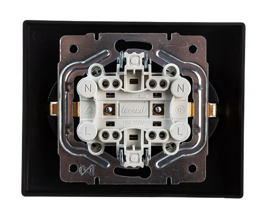 Двойная розетка Lezard KARINA с заземлением, ПБТ, чёрный бархат 707-4200-127B – изображение 2