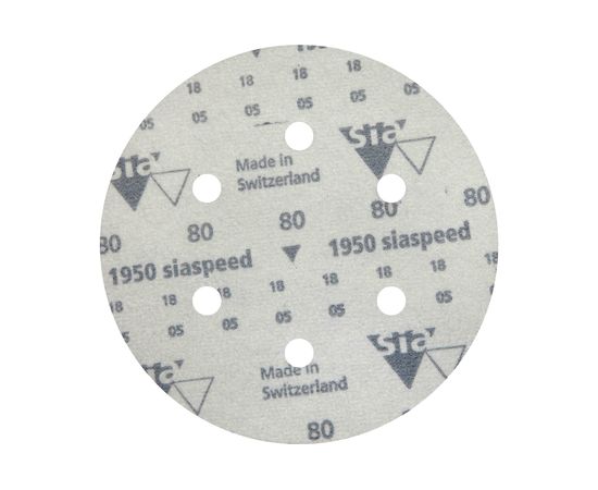 Круг шлифовальный на липучке siaspeed 1950 (5+1 шт; 150 мм; 6 отверстий; P80) sia Abrasives ss6-150-6-080 – изображение 2