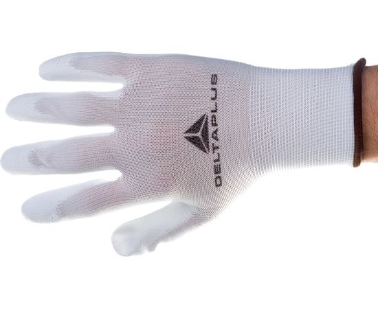 Полиамидные перчатки с полиуретановым покрытием Delta Plus цвет белый р.8 VE70208 – изображение 2