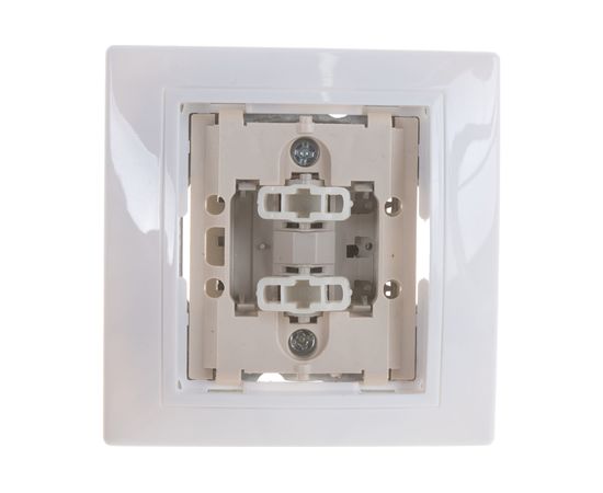 Двухклавишный выключатель IEK КВАРТА в сборе, скрытый монтаж, белый EVK20-K01-10-DM – изображение 3