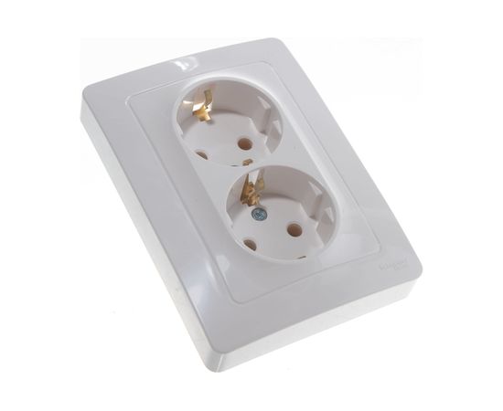 Двойная розетка Schneider Electric BLANCA с заземлением, без шторок, БЕЛЫЙ BLNRS001021 – изображение 3