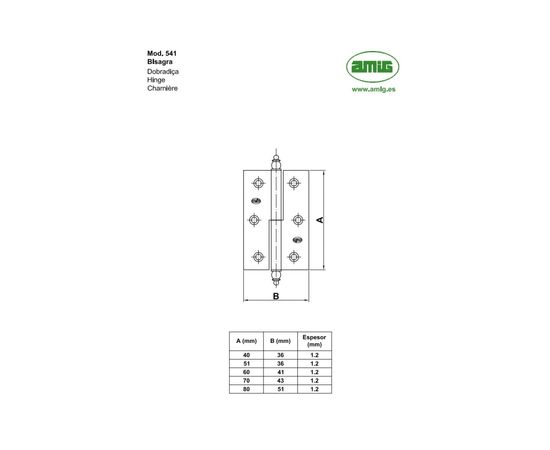 Петля Amig мод. 541-60 карточная, съем.лев. черная 5162 – изображение 4