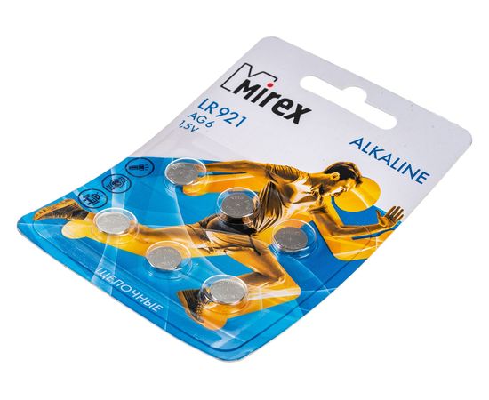 Батарея Mirex, щелочная AG6 / LR921 1,5V 6 шт ecopack 23702-LR921-E6 – изображение 4