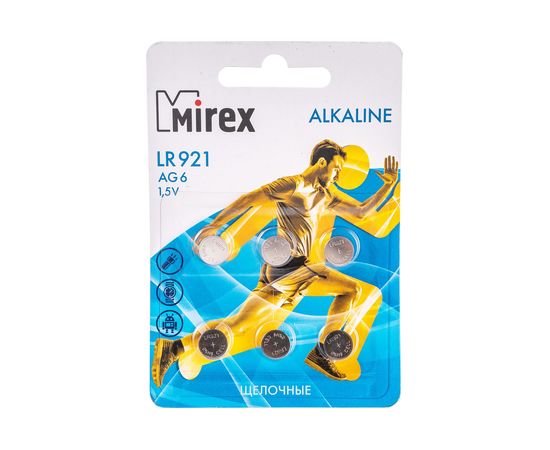 Батарея Mirex, щелочная AG6 / LR921 1,5V 6 шт ecopack 23702-LR921-E6 – изображение 5