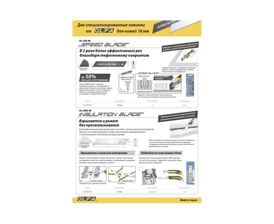 Лезвие сегментированное тефлоновое покрытие (18 мм; 5 шт) OLFA OL-LFB-5B – изображение 7