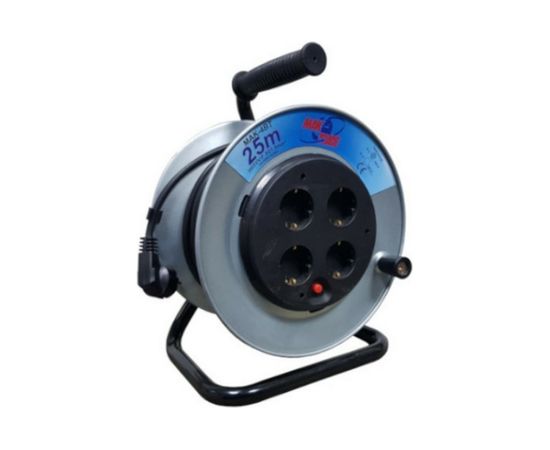 Однофазный удлинитель MTG на катушке металлический, 4X220В MT248А H05VV-F 3x1,50мм2 25м 7335 