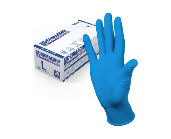 Смотровые латексные перчатки DERMAGRIP HIGH RISK 50 штук, размер L CT0000000687 