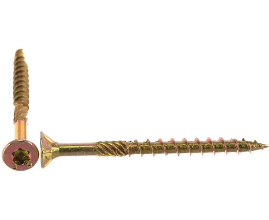 Конструкционный самозенкующий саморез BULLIT TORX20 4x50, желтый, потайной, 12 шт., подвес 14-0016270 