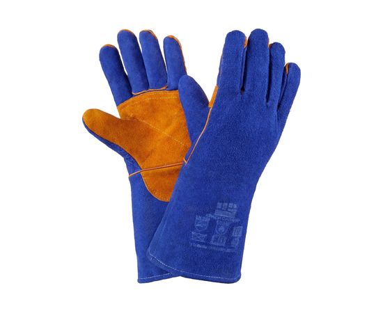 Спилковые краги Фабрика перчаток Сапфир синие КР-СП-СФ-96 