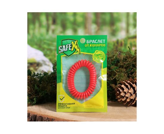 Антимоскитный браслет Safex, пружинка, № 2, красный, 1 шт. 4098060 