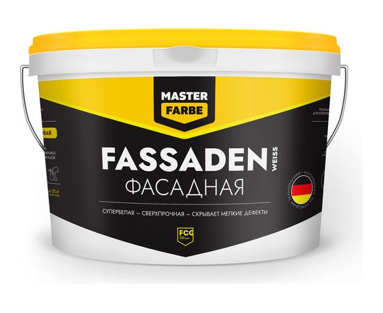 Водно-дисперсионная краска MASTER FARBE Fassadenweiss (атмосферостойкая; сверхпрочная; 14 кг) 4631159427460 
