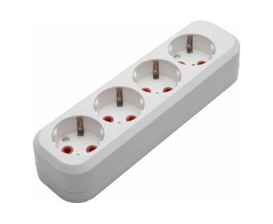 Переносная розетка STEKKER разборная 4 гнезда с заземлением 250В 16A IP20, белая, PST16-410-20 39012 