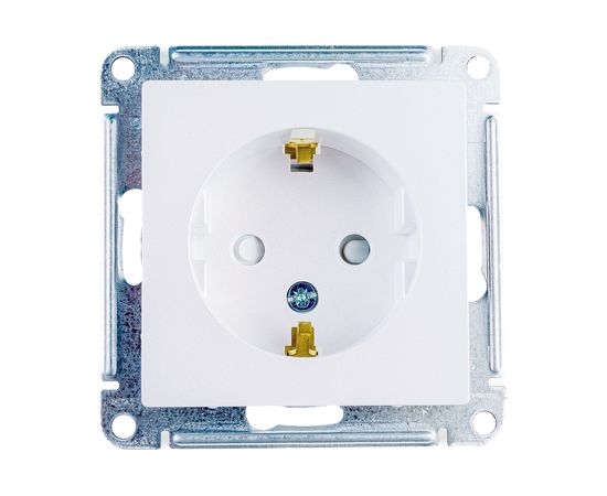 Механизм розетки Schneider Electric 1-м СП ATLAS DESIGN с заземлением, защитные шторки, 16А, жемчуг 1240285 