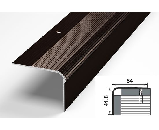 Порог угловой алюминиевый декоративный (54х41,8 мм, 1,8 м, Дуб венге) ЛУКА УТ000007394 – изображение 2