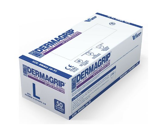 Смотровые латексные перчатки DERMAGRIP HIGH RISK 50 штук, размер L CT0000000687 – изображение 2