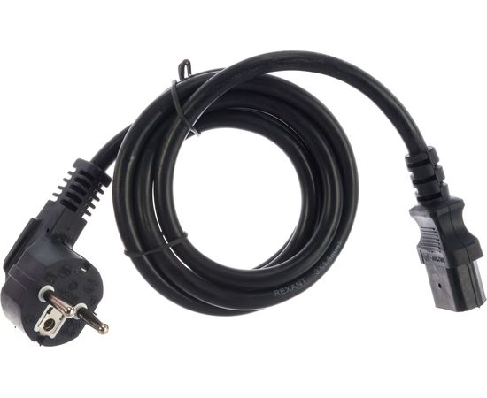 Сетевой шнур REXANT, евровилка угловая - евроразъем С13, кабель 3x1.5 мм.кв, длина 1.5 м 11-1138 – изображение 3