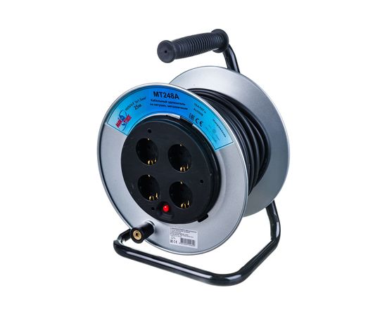 Однофазный удлинитель MTG на катушке металлический, 4X220В MT248А H05VV-F 3x1,50мм2 25м 7335 – изображение 3