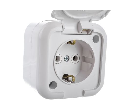 Розетка Bylectrica 1-местная ОУ с заз.конт. IP44 серия Прочие изделия, белый, РА16-214 – изображение 4