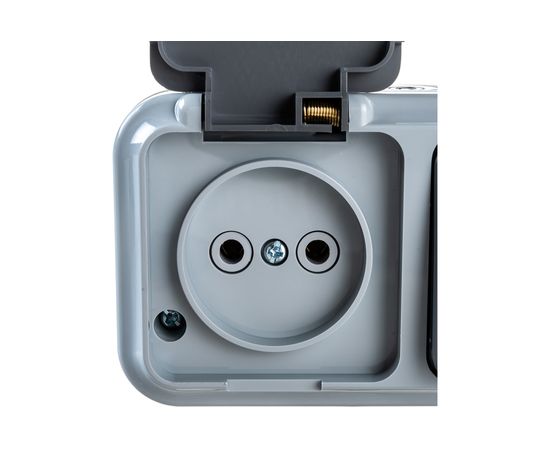Блок Bylectrica 1 выключатель + розетка ОУ IP54, серия ПРАЛЕСКА АКВА, серый, В-РЦ-653 03 – изображение 4