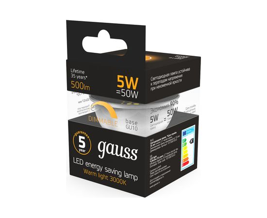 Лампа Gauss LED MR16 GU10-dim 5W 500lm 3000K 101506105-D – изображение 4