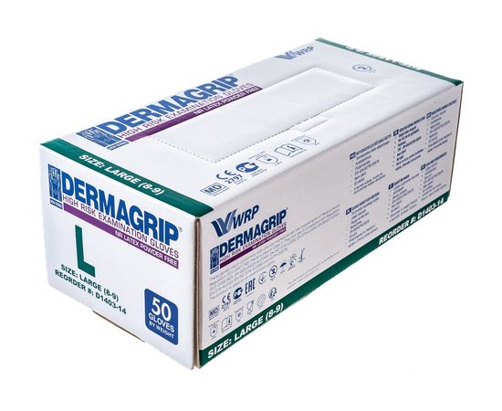 Смотровые латексные перчатки DERMAGRIP HIGH RISK 50 штук, размер L CT0000000687 – изображение 5