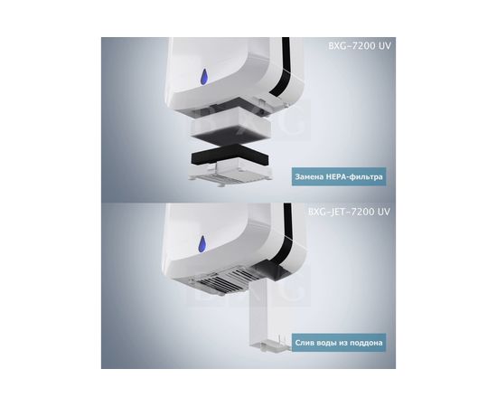 Электросушилка для рук BXG JET-7200 UV 1750235 – изображение 9