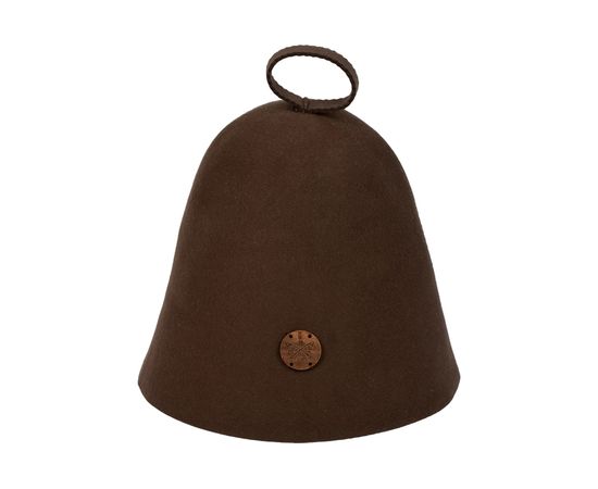 Бесшовная коричневая шапка с вышитым логотипом Банные Штучки войлок 100% 41415 