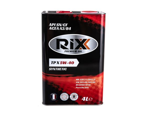 Моторное масло RIXX синт TP X 5W-40 SN/CF 4 л новая банка RX0007TPX 