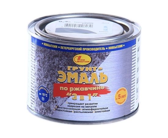 Грунт-эмаль по ржавчине 3в1 НОВБЫТХИМ черная 0,4 л 1/6 207087 