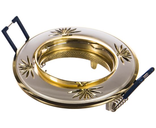 Светильник ЭРА KL3A SS/G литой круг. пов. с гравир MR16,12V/220V, 50W сатин серебро/золото C0043663 