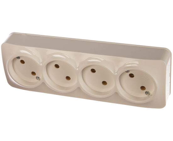 Четырехместная розетка IONICH б/з, о/у, 16А, 220В, белая еврослот 1446 – изображение 2