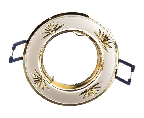 Светильник ЭРА KL3A SS/G литой круг. пов. с гравир MR16,12V/220V, 50W сатин серебро/золото C0043663 – изображение 2