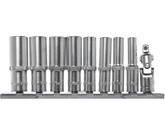 Набор головок торцевых удлиненных (9 шт; 1/4"" Dr; 6-13 мм) KRAFT KT 700315 – изображение 2