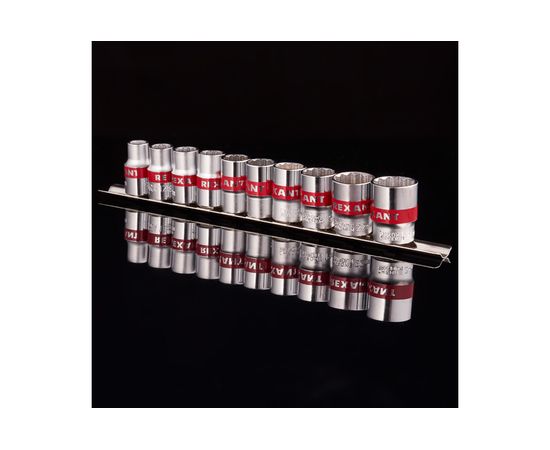 Набор торцевых головок REXANT 1/2, двенадцатигранные, CrV, 10 шт, 10-24 мм 12-8304 – изображение 2