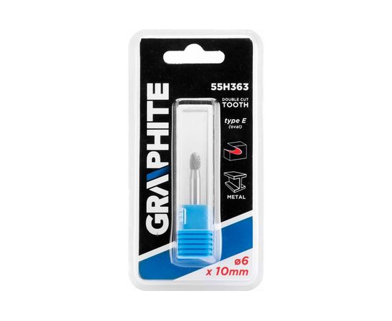 Фреза по металлу твердосплавная (6x10 мм; хвостовик 6x45 мм; HM; тип E овал) GRAPHITE 55H363 – изображение 3