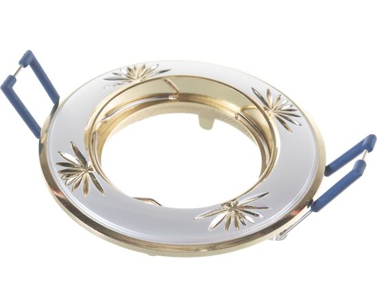 Светильник ЭРА KL3A SS/G литой круг. пов. с гравир MR16,12V/220V, 50W сатин серебро/золото C0043663 – изображение 3