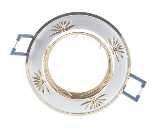 Светильник ЭРА KL3A SS/G литой круг. пов. с гравир MR16,12V/220V, 50W сатин серебро/золото C0043663 – изображение 4