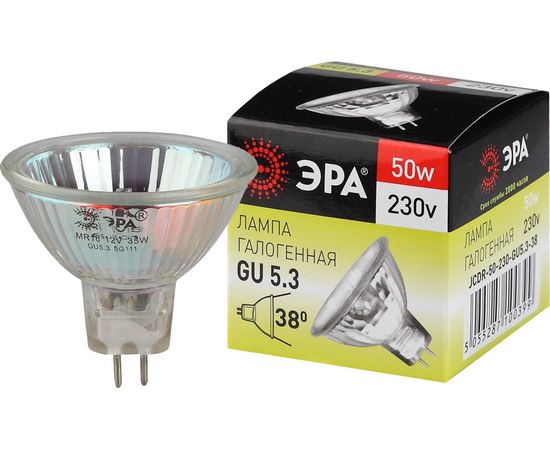Галогенная лампа ЭРА GU5.3JCDR MR16 50W230VCL софитная, 50 Вт, нейтральный, GU5.3 C0027365 – изображение 4