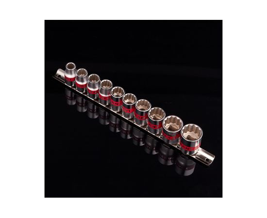 Набор торцевых головок REXANT 1/2, двенадцатигранные, CrV, 10 шт, 10-24 мм 12-8304 – изображение 4