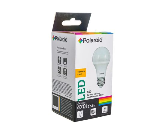 Светодиодная лампа Polaroid 220V A60 5,5W 3000K E27 470lm PL-A6055273 – изображение 5
