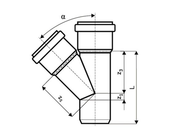 Тройник двухраструбный (45°) HTEA 50/40 Ostendorf 112210 – изображение 6