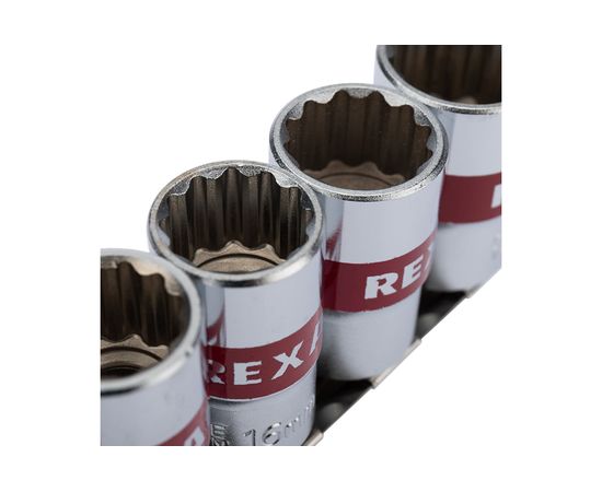 Набор торцевых головок REXANT 1/2, двенадцатигранные, CrV, 10 шт, 10-24 мм 12-8304 – изображение 8