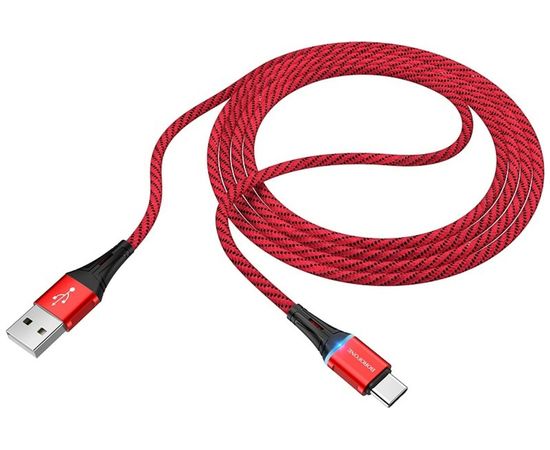 USB-кабель BOROFONE, AM-Type-C 1.2 метра, 3A, нейлон, красный 23752-BU25tR 
