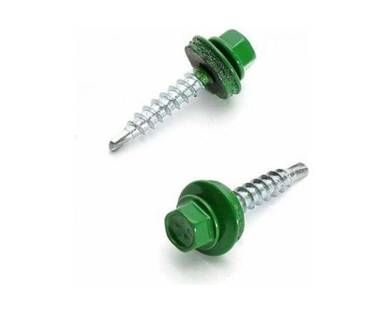 Кровельный саморез Стройметиз 5,5х19 зеленая листва RAL 6002 уп. 70 шт. коробка с окном 2180214 