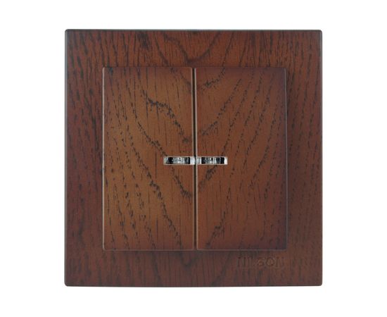 Выключатель NILSON 2СП с подсветкой орех Touran wood 24271004 