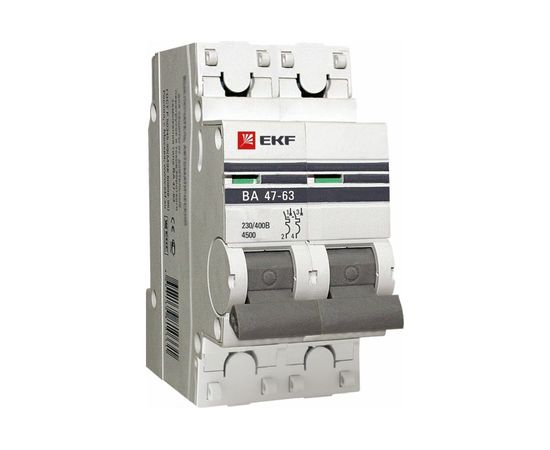 Автоматический двухполюсный выключатель EKF 16А С ВА47-63 4.5кА PROxima mcb4763-2-16C-pro 6226073 