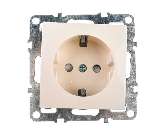 1-местная розетка STEKKER с заземлением, механизм, 250В, 16А, серия Эрна, слоновая кость PST16-9110-02 39328 
