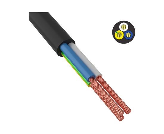 Провод ПВС ККЗ 3x1,0 кв.мм 200 м черный ГОСТ 01-8045-4 
